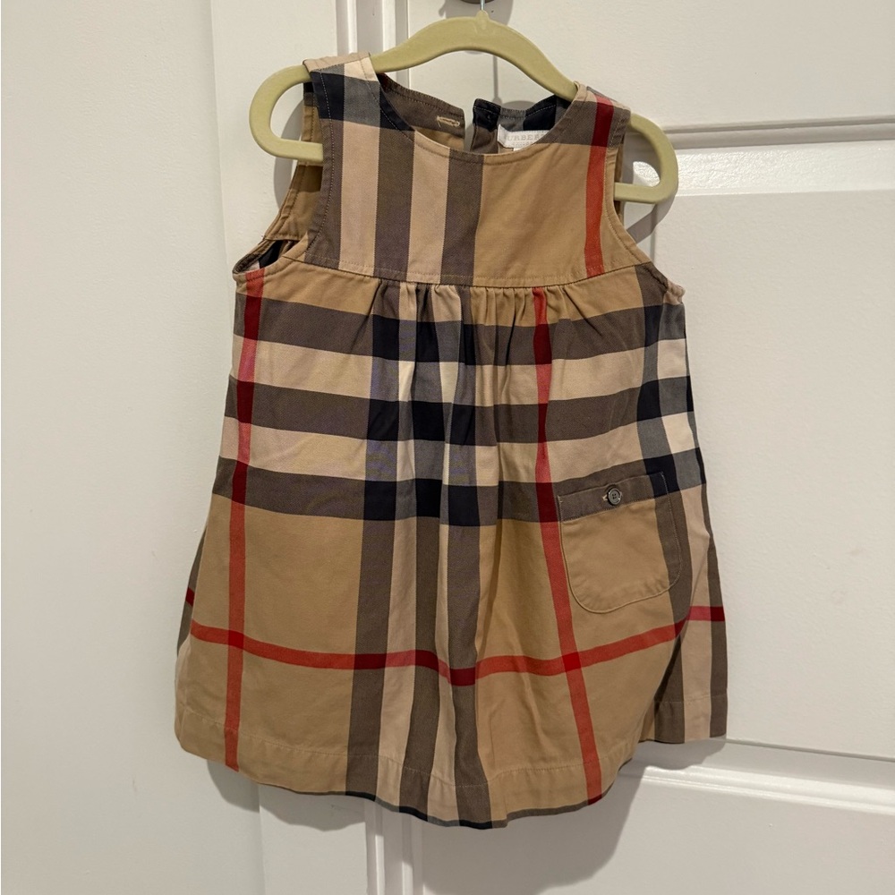 Burberry Kids Dress in Tan, Red, and Black Check